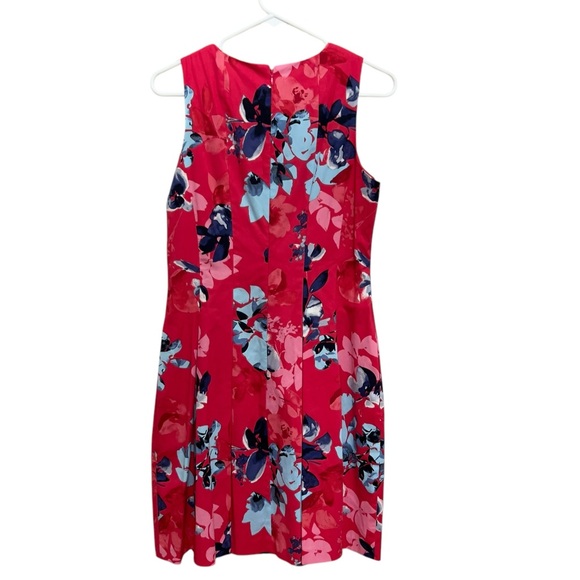 VINCE CAMUTO PINK SLEEVELESS FLORAL PRINT FIT AND FLARE MIDI COTTON DRESS 8 NEW - Picture 5 of 11